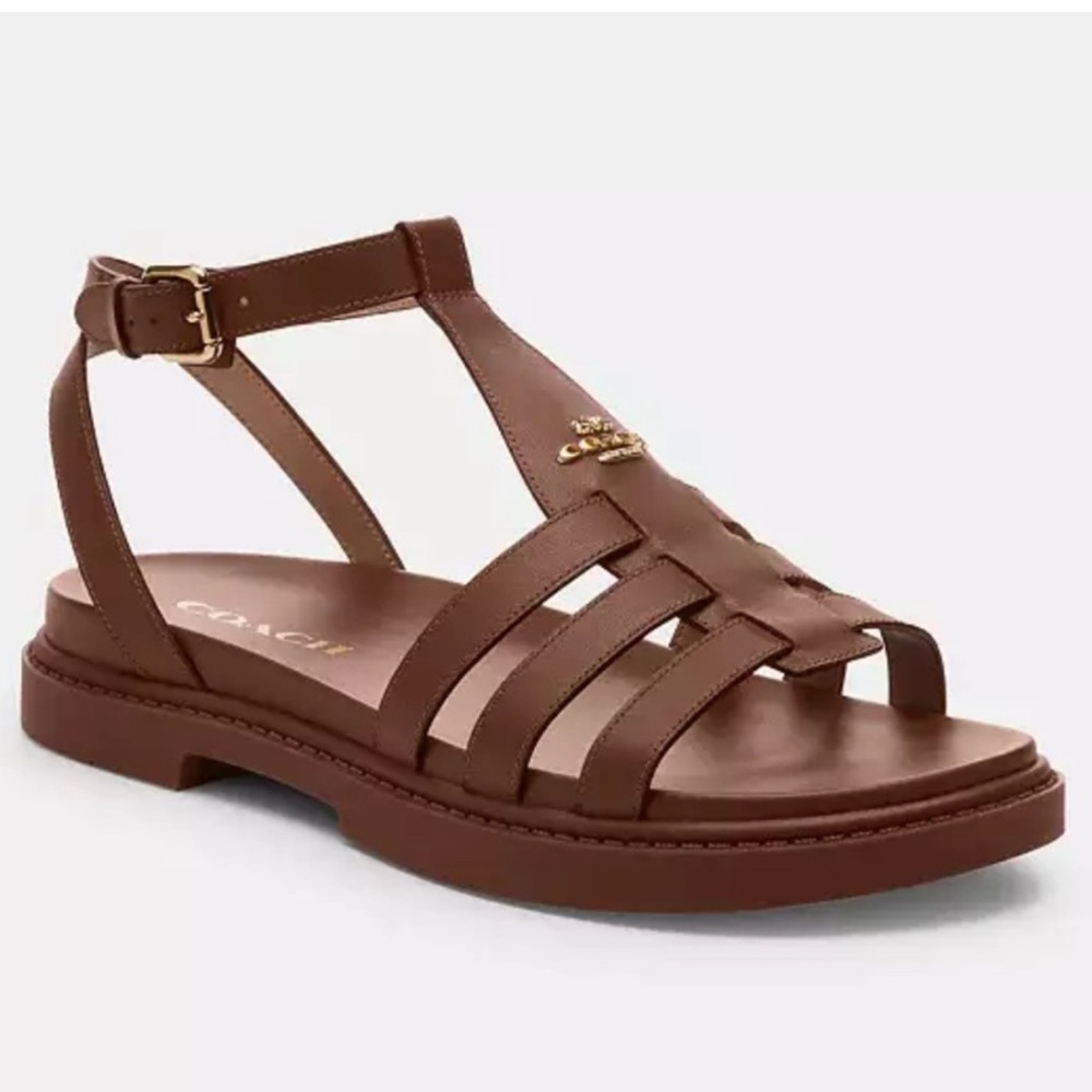 Coach Brown Leather Strappy Gladiator Sandals